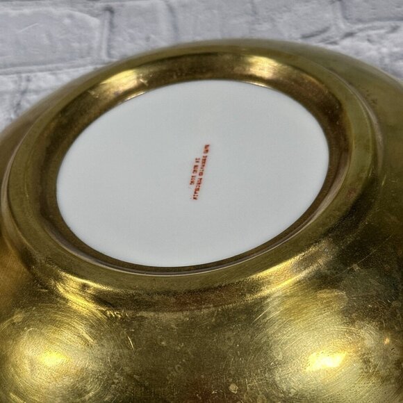 Vintage White Pink Butterfly Porcelain Brass Style Metal Trinket Bowl Hong Kong - Picture 11 of 14